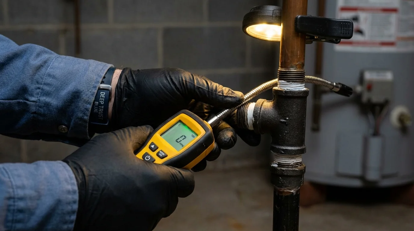 Gas leak detection with electronic sniffer by Johns Plumbing LLC in Elkhart