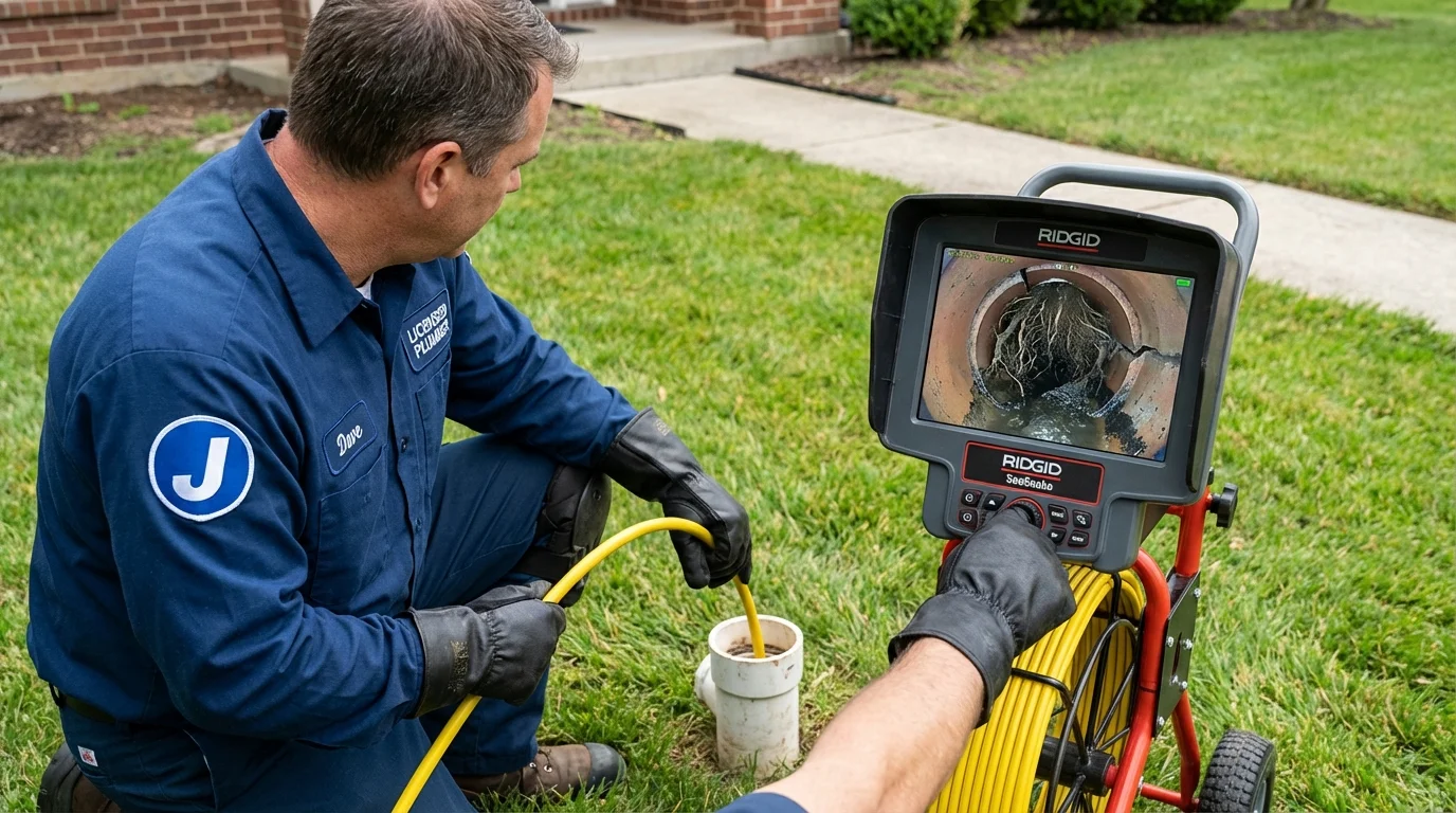 Sewer camera inspection being performed by Johns Plumbing LLC in Elkhart